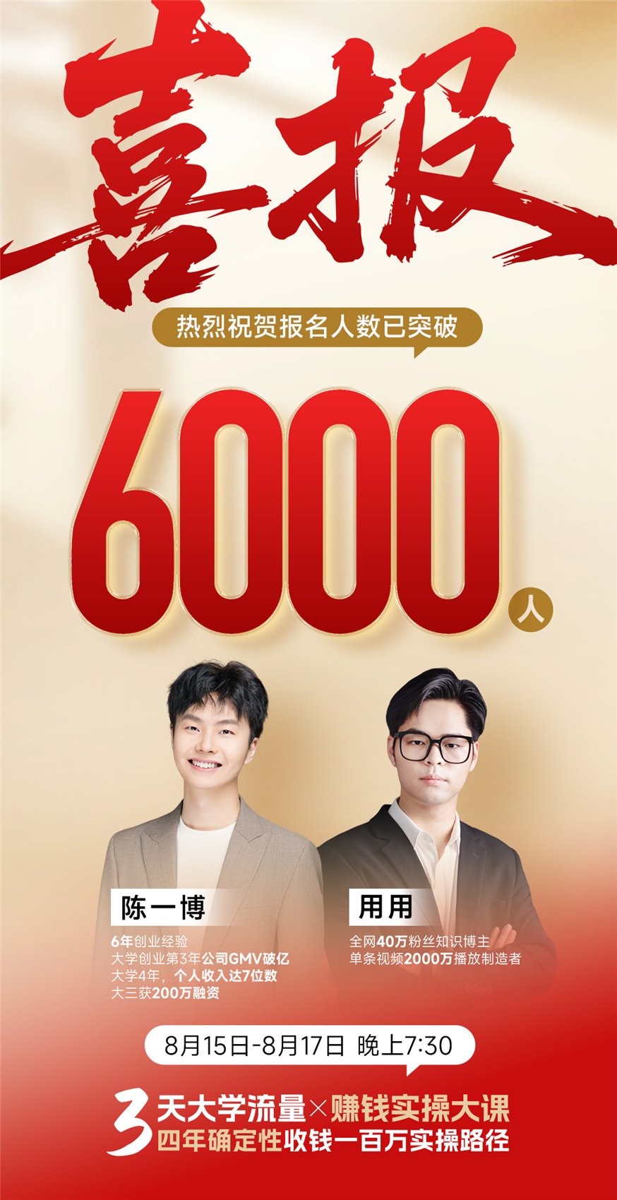 陈一博项目 6000 人裂变结果海报